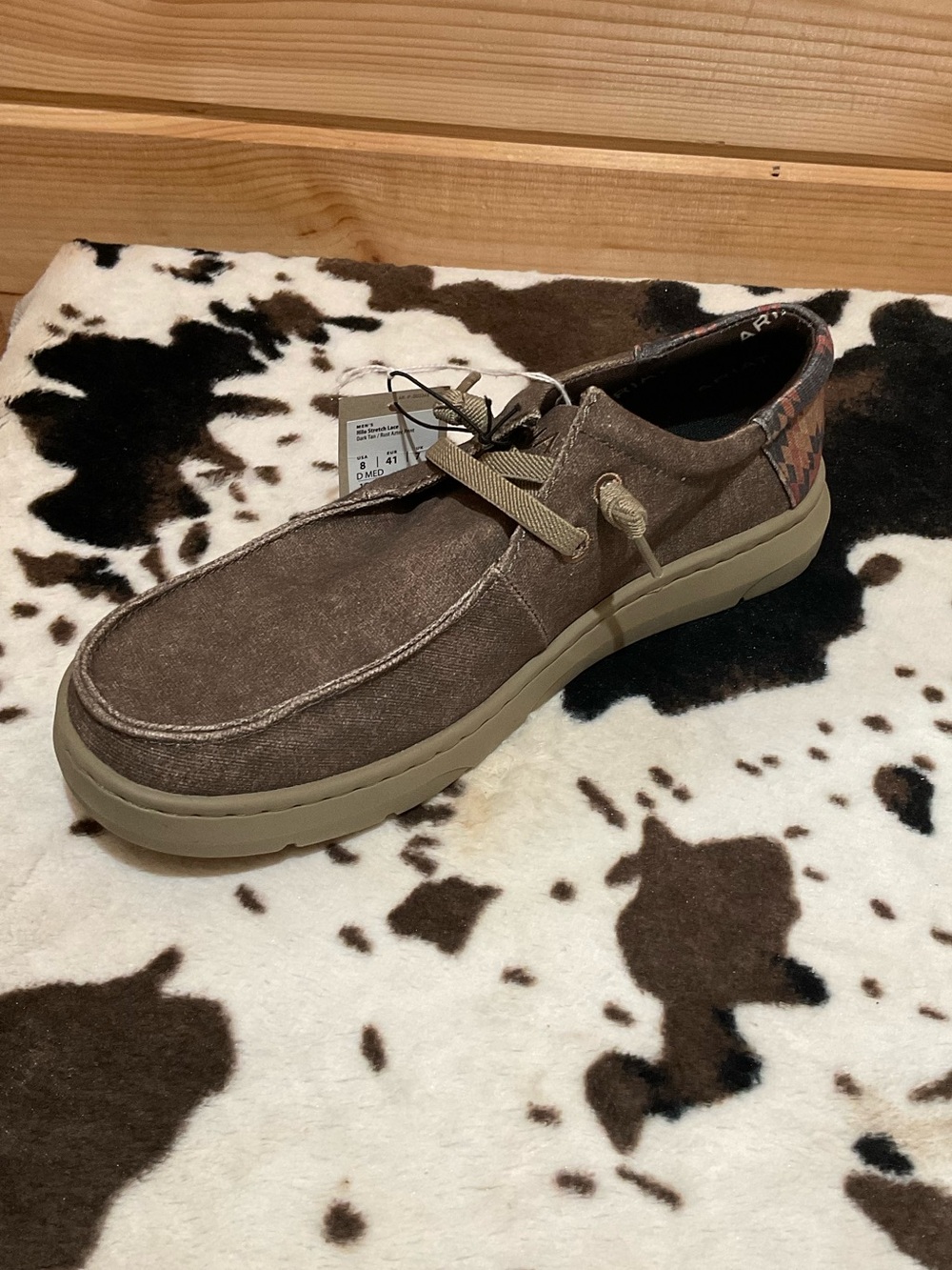 Ariat Brown Canvas Slip-On Loafer with Tan Sole